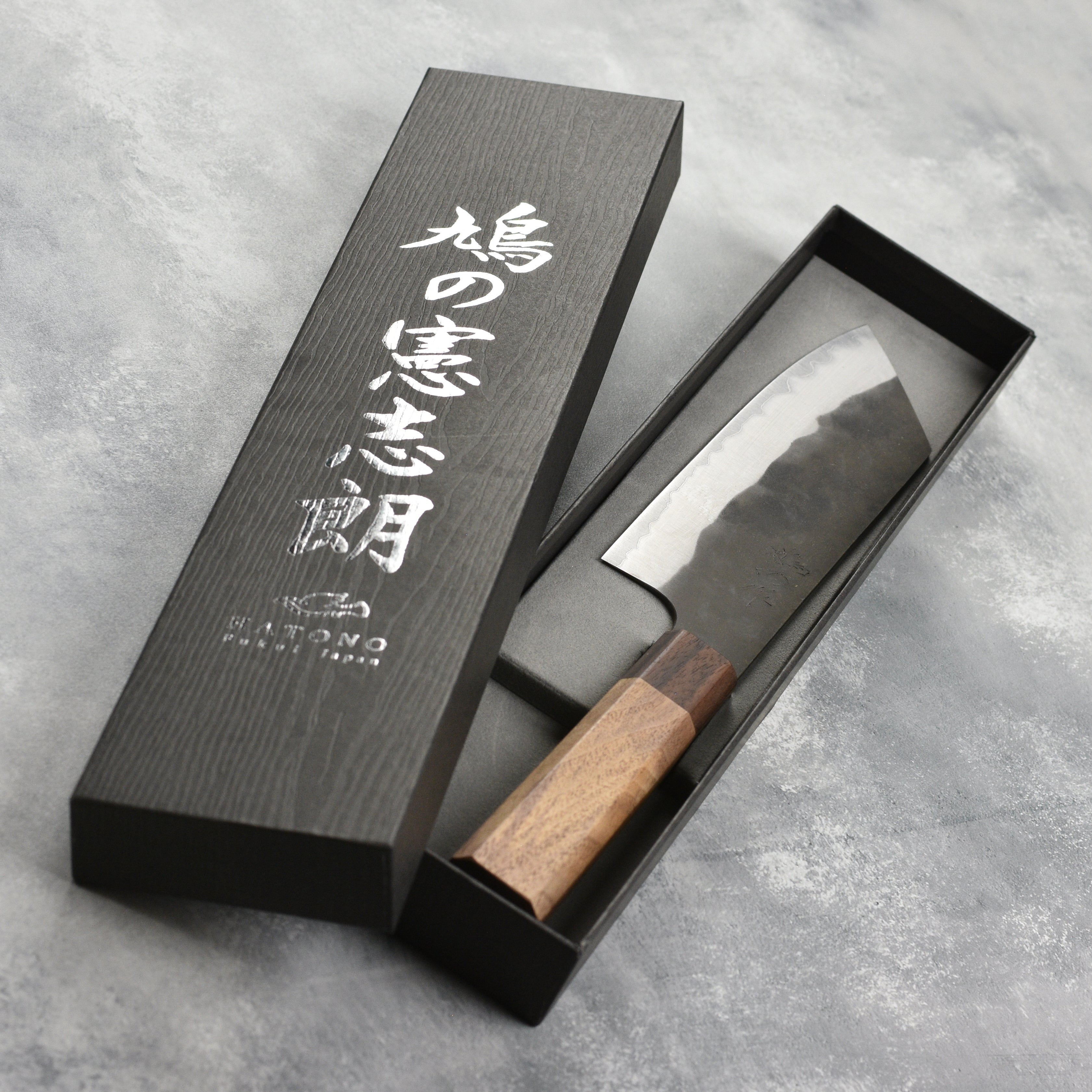 Hatono Aogami Super Kurouchi Stainless Clad 7" Bunka
