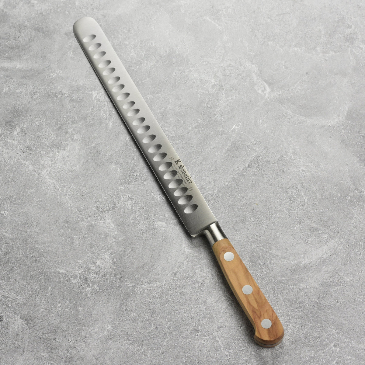 K Sabatier Olive Wood 10" Hollow Edge Slicing Knife