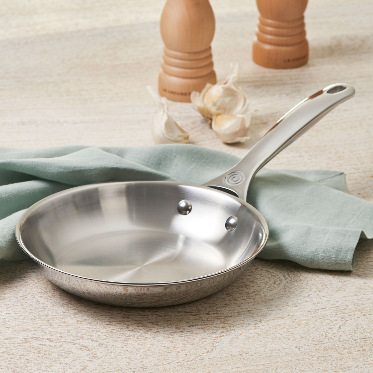 Le Creuset Stainless Steel 2 Piece Skillet Set with Lids