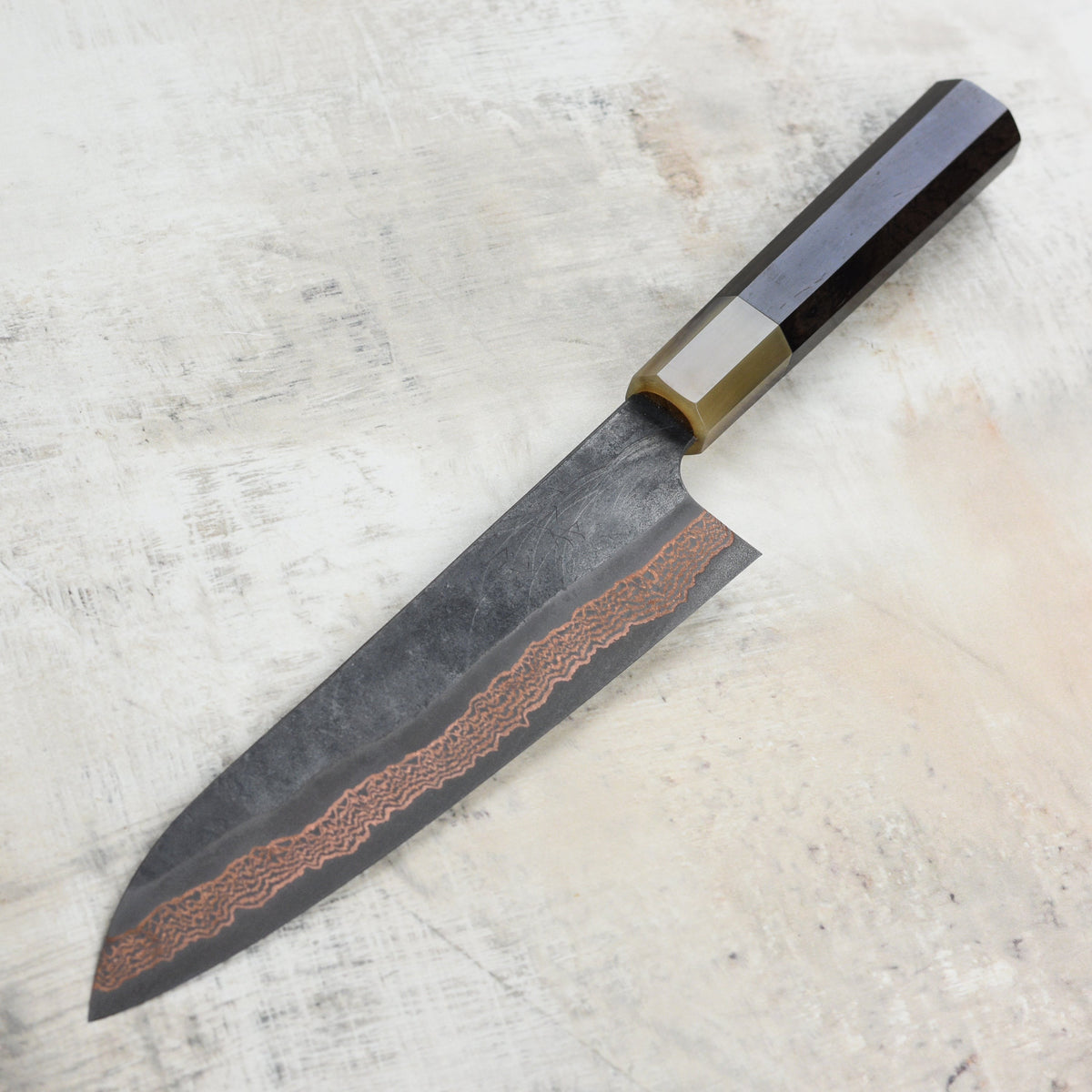 Hatsukokoro Yorokobi SLD Kurouchi Copper Damascus 8.25" Gyuto