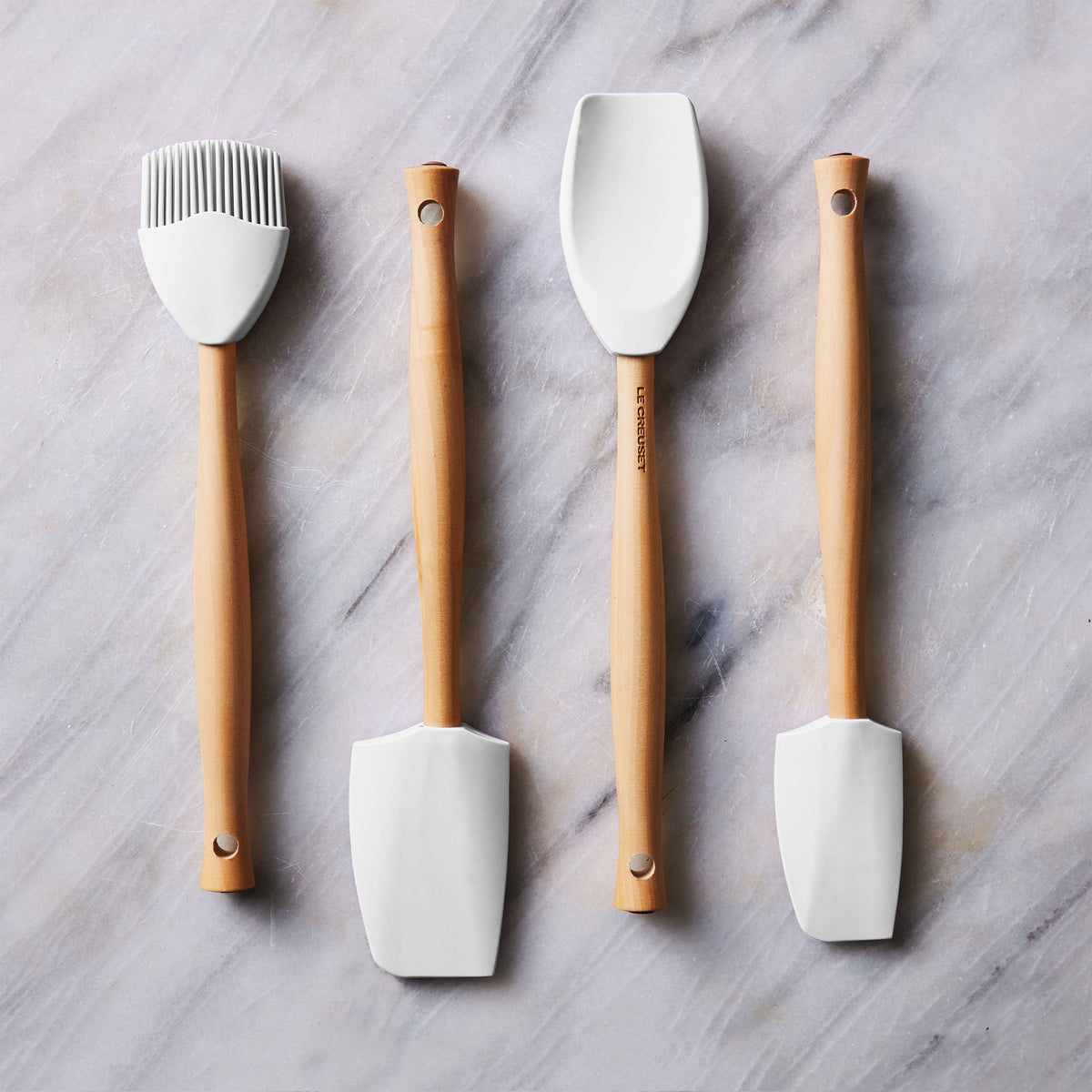 Le Creuset 5 Piece White Silicone Utensil Set