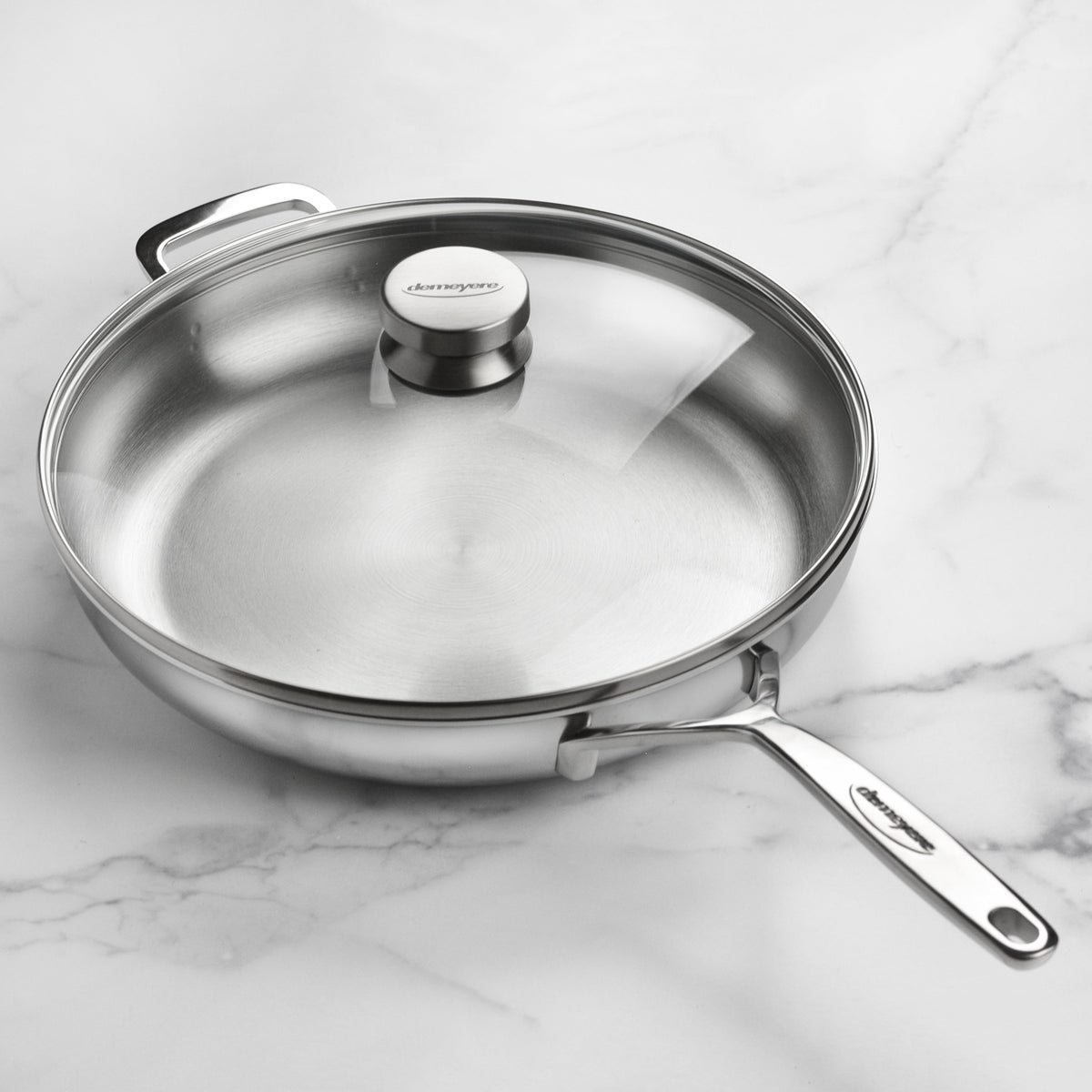 Demeyere 5-Plus 12.5" Stainless Steel Fry Pan with Glass Lid