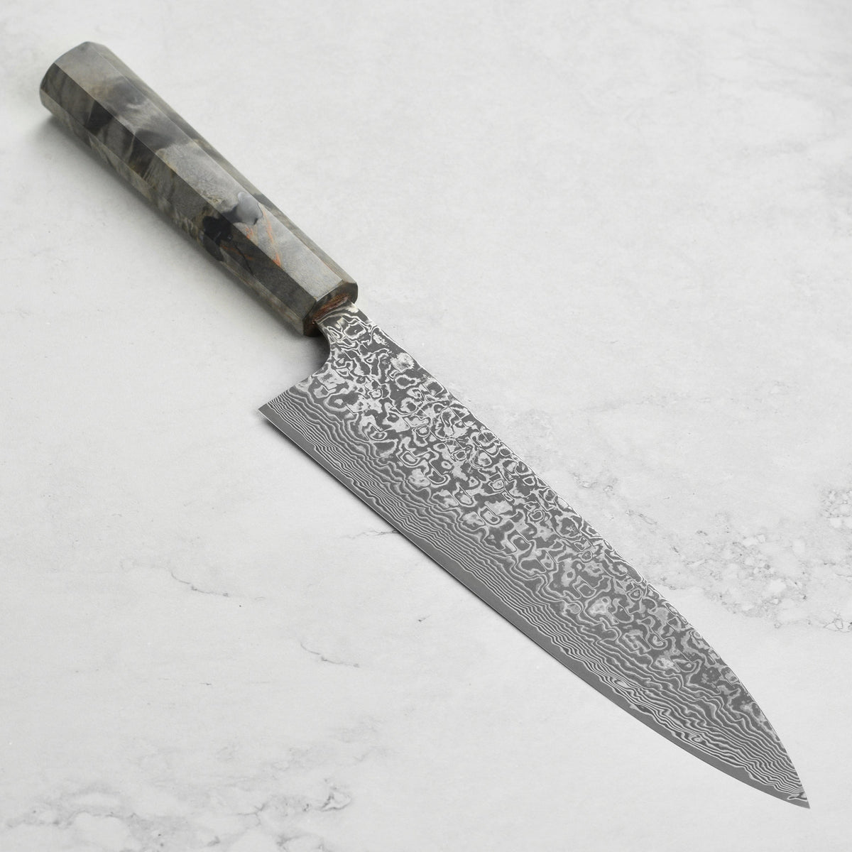 Saji SG2 Black Damascus 9.4" Gyuto, Stabilized Birch