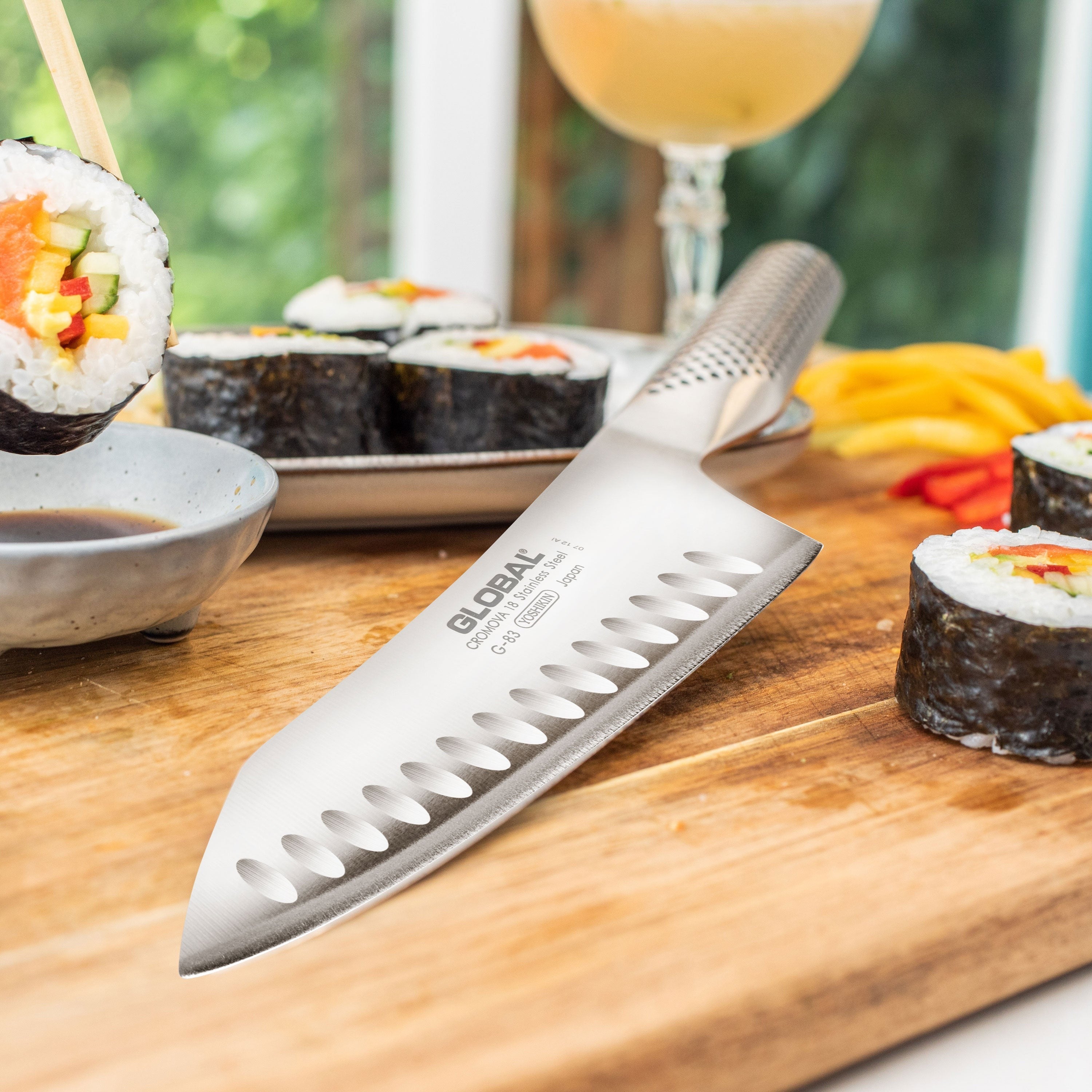 Global 7" Hollow Edge Asian Chef's Knife