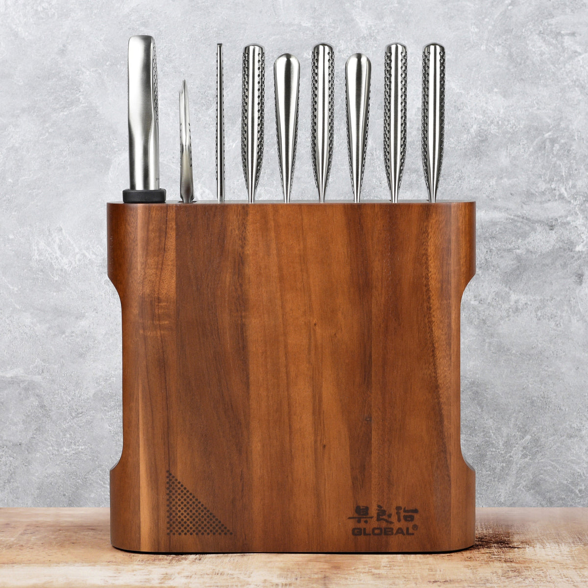 Global Kanpeki 10 Piece Knife Block Set, Acacia