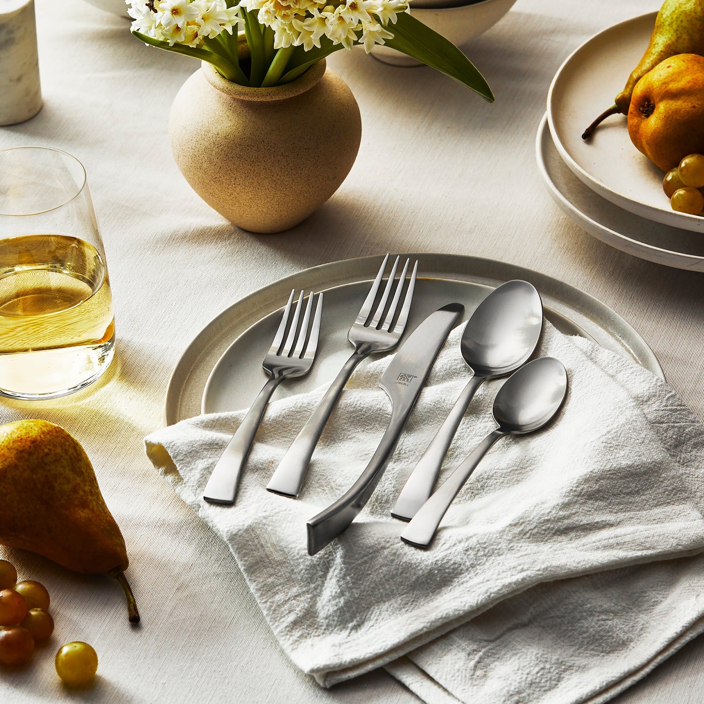 Zwilling Bellasera 45 Piece Stainless Steel Flatware Set, Satin Finish