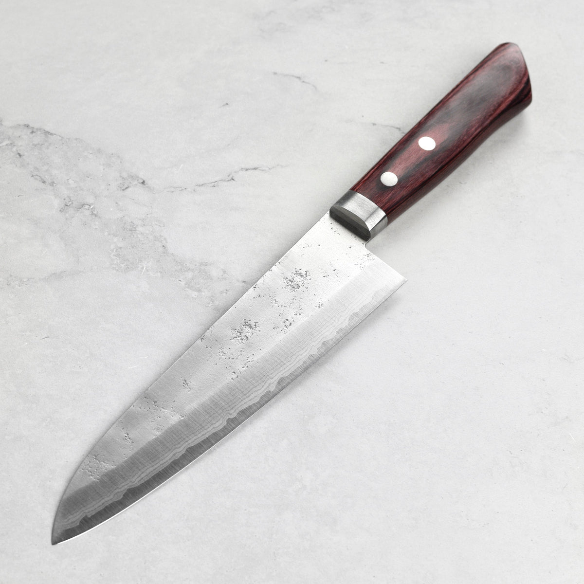 Masutani VG10 Damascus Nashiji 7" Gyuto, Red Handle
