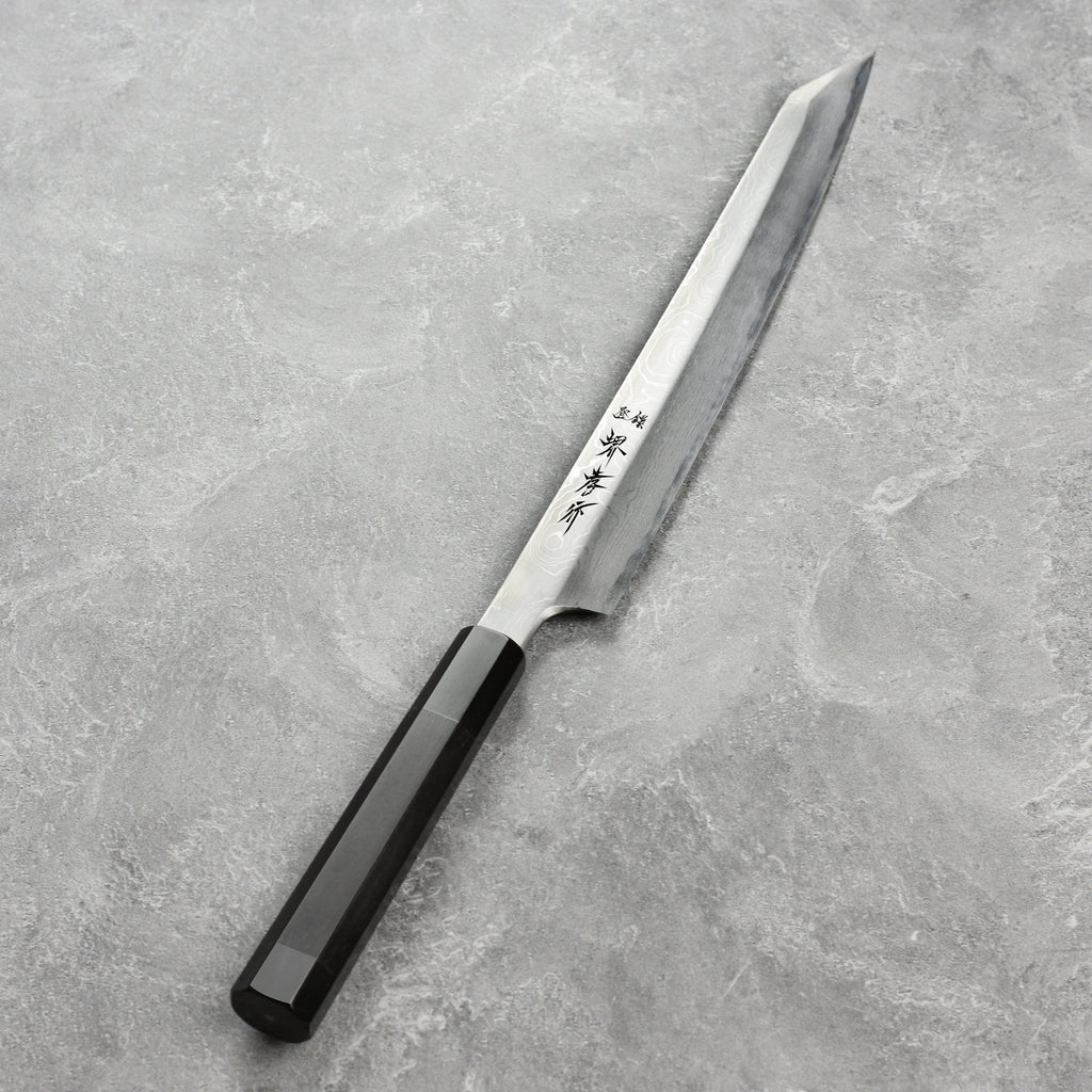 Takayuki Seiryu Aogami #2 Damascus Single-Bevel 10.6" Kengata Yanagiba with Saya