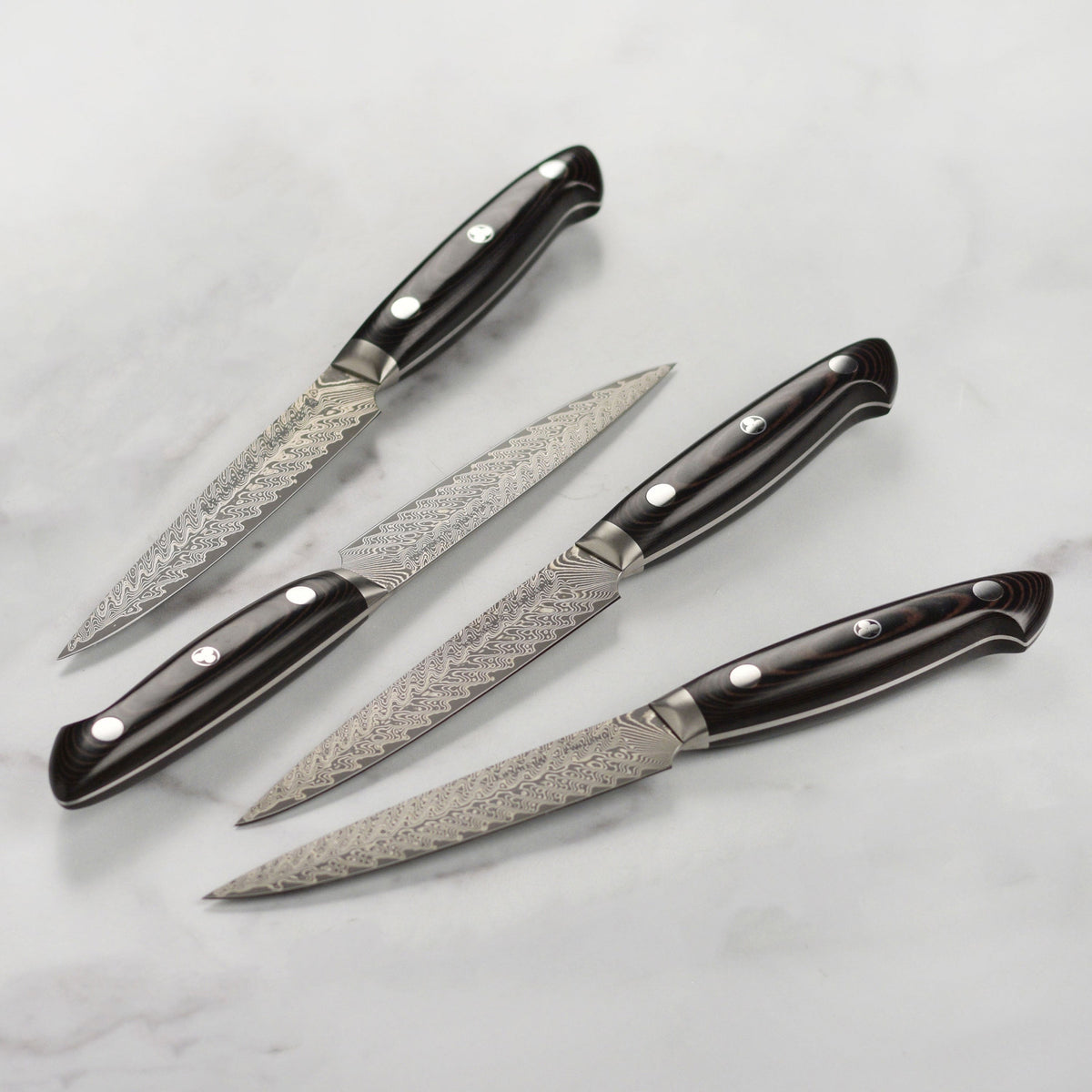 Kramer Stainless Damascus 4 Piece Steak Knife Set with Presentation Chest