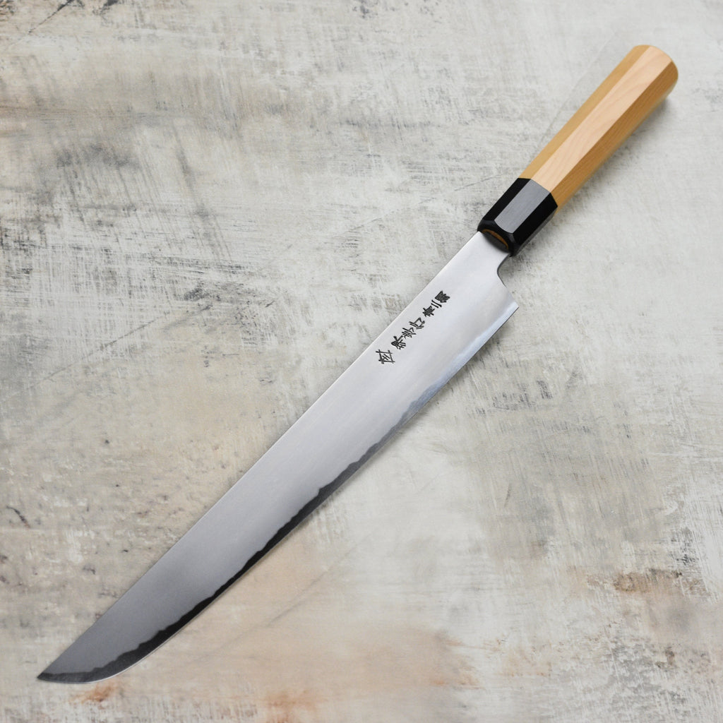 Takayuki x Itsuo Doi Homura Aogami #2 11.8" Sakimaru Sujihiki with Saya