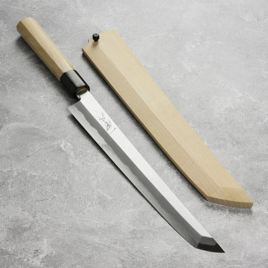 Ittetsu x Tanaka Shirogami #2 Single Bevel 10.6" Sakimaru Takohiki with Saya